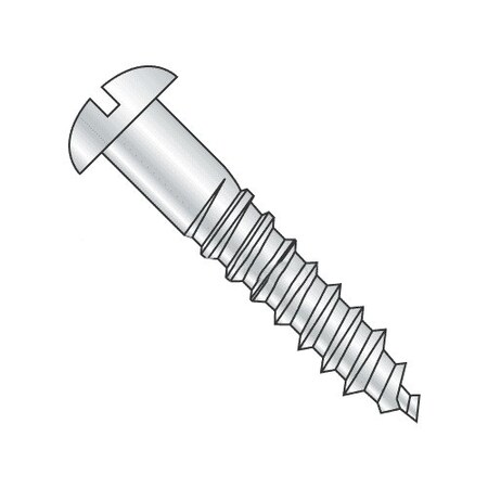 Wood Screw, #14, 2 In, Zinc Plated Steel Round Head Slotted Drive, 850 PK
